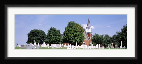 Framed Cemetery in front of a church, Clynmalira Methodist Cemetery, Baltimore, Maryland, USA Print