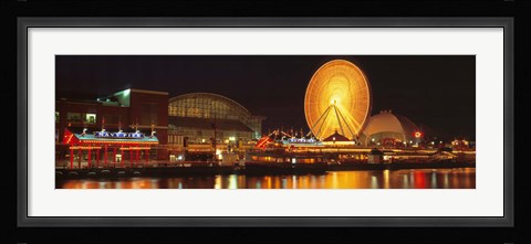 Framed Night Navy Pier Chicago IL USA Print
