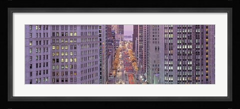 Framed Aerial View Of An Urban Street, Michigan Avenue, Chicago, Illinois, USA Print