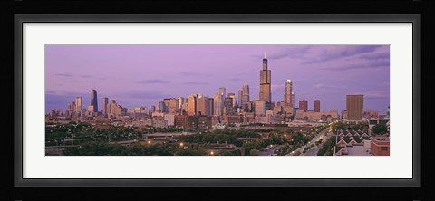 Framed View Of A Cityscape At Twilight, Chicago, Illinois, USA Print