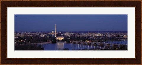 Framed Bridge Over A River, Washington Monument, Washington DC, District Of Columbia, USA Print