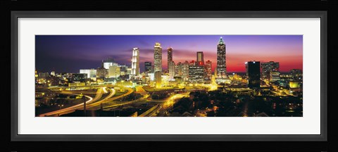 Framed Skyline, Evening, Dusk, Illuminated, Atlanta, Georgia, USA, Print