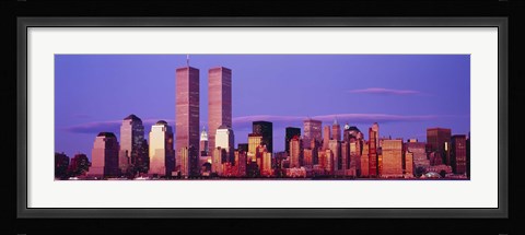 Framed Manhattan skyline with the Twin Towers, New York City, New York State, USA Print