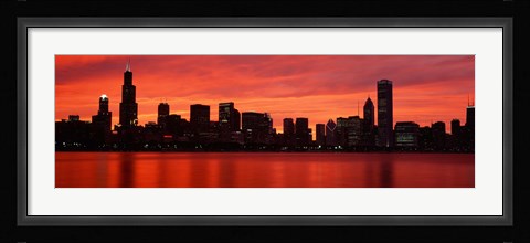 Framed Skyscrapers at the waterfront, Chicago, Illinois, USA Print