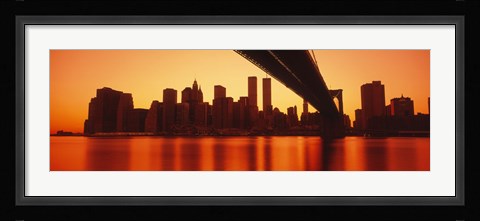 Framed USA, New York, East River and Brooklyn Bridge Print
