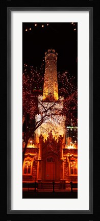 Framed Night, Old Water Tower, Chicago, Illinois, USA Print