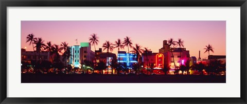 Framed Night, Ocean Drive, Miami Beach, Florida, USA Print