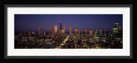 Framed Chicago Skyline at Night Print