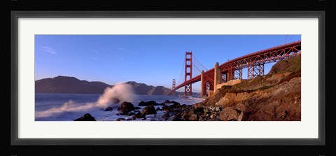 Framed Bridge across the bay, San Francisco Bay, Golden Gate Bridge, San Francisco, Marin County, California, USA Print