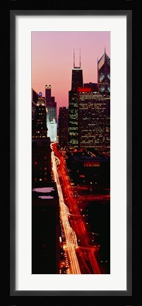 Framed Sunset Aerial Michigan Avenue Chicago IL USA Print