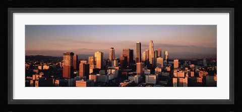 Framed Skyline At Dusk, Los Angeles, California, USA Print