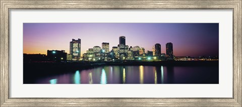 Framed Buildings lit up at dusk, Boston, Suffolk County, Massachusetts, USA Print