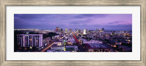 Framed San Diego Skyline at dusk Print