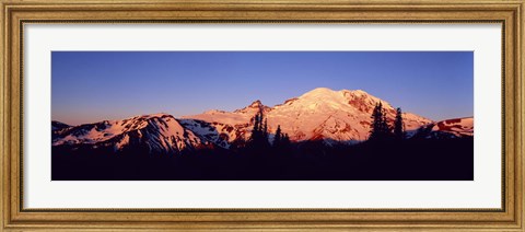 Framed Sunset Mount Rainier Seattle WA Print