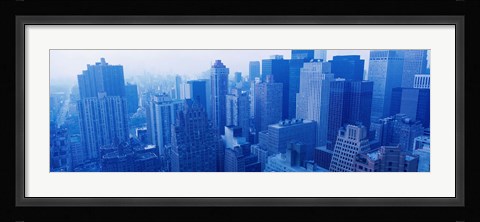 Framed New York Skyscrapers in Blue Print