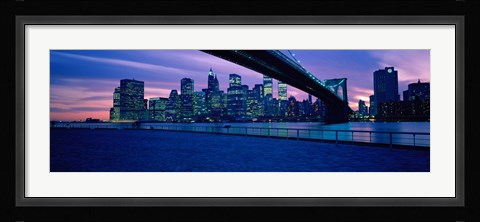 Framed Panoramic View of New York City with Purple Sky Print