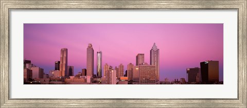 Framed USA, Georgia, Atlanta, Panoramic view of the city at dawn Print