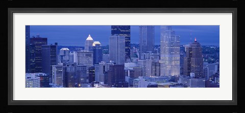 Framed Buildings in a city lit up at dusk, Pittsburgh, Pennsylvania, USA Print