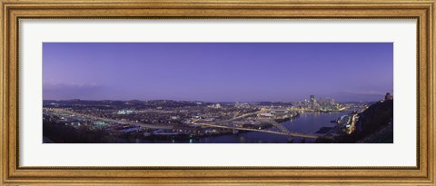 Framed Aerial view of a city, Pittsburgh, Allegheny County, Pennsylvania, USA Print