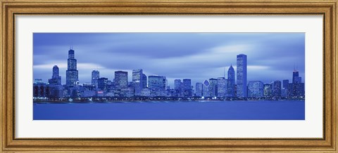 Framed Chicago Skline at Dusk (blue) Print