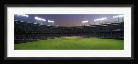 Framed Spectators watching a baseball match in a stadium, Wrigley Field, Chicago, Cook County, Illinois, USA Print