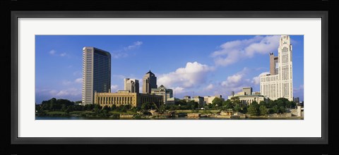 Framed Buildings on the banks of a river, Scioto River, Columbus, Ohio, USA Print