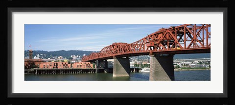 Framed Bascule bridge across a river, Broadway Bridge, Willamette River, Portland, Multnomah County, Oregon, USA Print