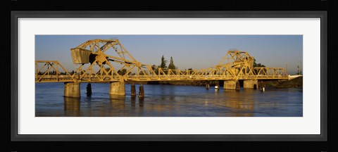 Framed Drawbridge across a river, The Sacramento-San Joaquin River Delta, California, USA Print