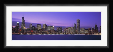 Framed Chicago Skyline with Purple Sky Print