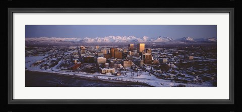 Framed Anchorage at the base of Chugach Mtns AK USA Print