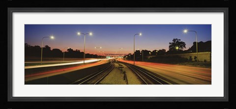 Framed Traffic Moving In The City, Mass Transit Tracks, Kennedy Expressway, Chicago, Illinois, USA Print