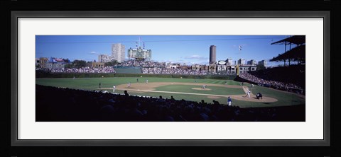 Framed Baseball match in progress, Wrigley Field, Chicago, Cook County, Illinois, USA Print