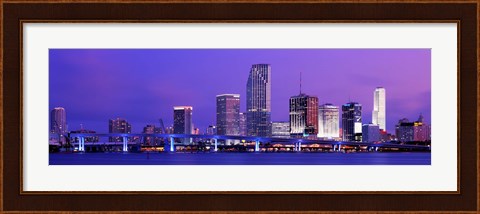Framed Miami at night, FL Print