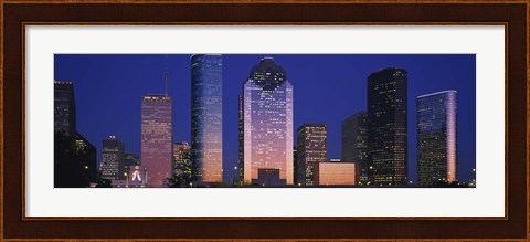 Framed Houston skyscrapers at night, Texas Print