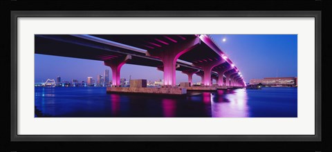 Framed MacArthur Causeway Biscayne Bay Miami FL USA Print