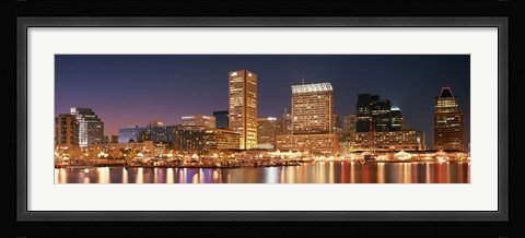 Framed Baltimore Lit Up at Dusk, Maryland Print