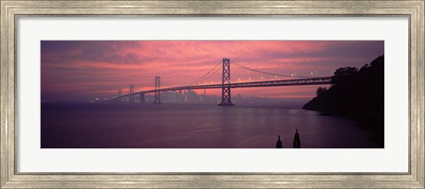 Framed Bridge across a sea, Bay Bridge, San Francisco, California, USA Print