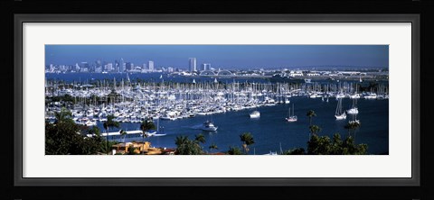 Framed Boats moored at a harbor, San Diego, California, USA Print