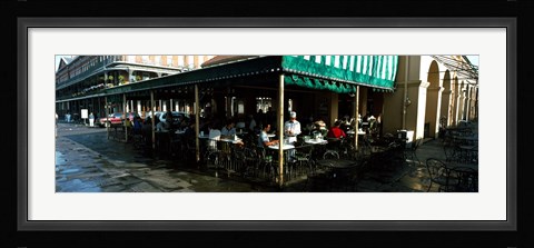 Framed Tourists at a coffee shop, Cafe Du Monde, Decatur Street, French Quarter, New Orleans, Louisiana, USA Print