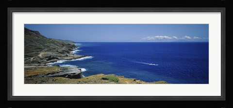 Framed High angle view of a coastline, Oahu, Hawaii Islands, USA Print