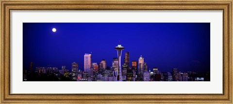 Framed Moonrise, Seattle, Washington State, USA Print