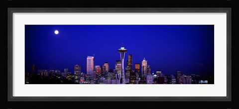 Framed Moonrise, Seattle, Washington State, USA Print