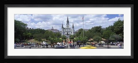 Framed Cathedral at the roadside, St. Louis Cathedral, Jackson Square, French Quarter, New Orleans, Louisiana, USA Print