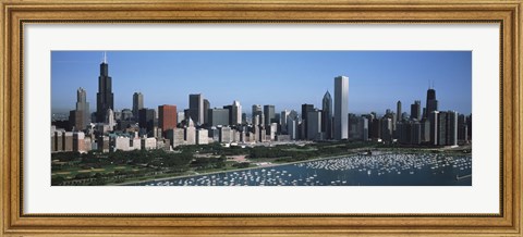Framed Chicago Skyline with Water Print