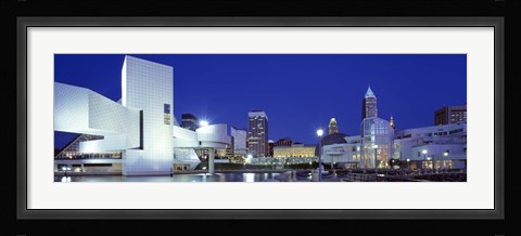Framed Buildings lit up, Cleveland, Ohio Print