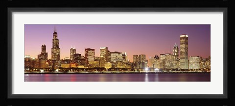 Framed Dusk Skyline Chicago IL USA Print