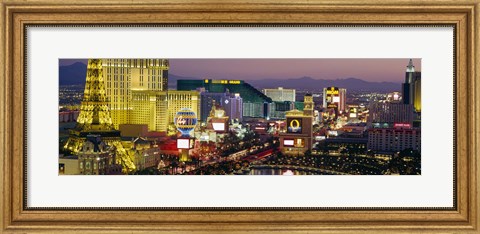 Framed MGM Grand and Paris Casinos at night, Las Vegas, Nevada Print
