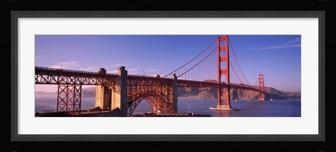 Framed Suspension bridge at dusk, Golden Gate Bridge, San Francisco, Marin County, California, USA Print