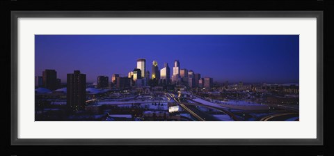 Framed Skyscrapers at dusk, Minneapolis, Minnesota, USA Print