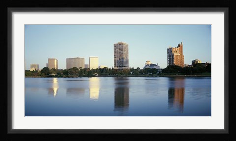 Framed Lake Merritt with skyscrapers, Oakland, California Print